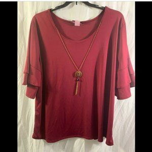 Discreet Brand Burgundy Dress Shirt 3XL